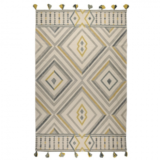 Ковер из хлопка с контрастным узором и кисточками из коллекции Ethnic, 200х300 см
