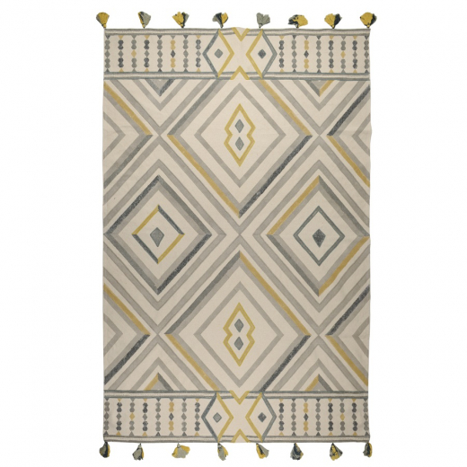 Ковер из хлопка с контрастным узором и кисточками из коллекции Ethnic, 200х300 см