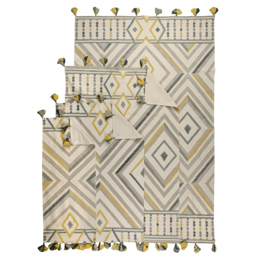 Ковер из хлопка с контрастным узором и кисточками из коллекции Ethnic, 200х300 см