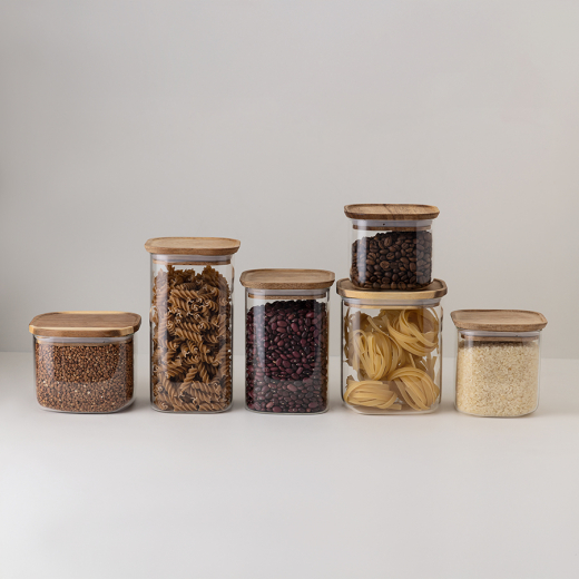 Банка для хранения квадратная Glass Acacia, 1,5 л