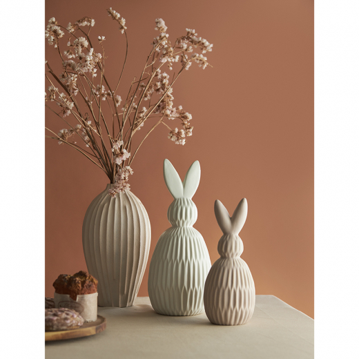 Декор из фарфора белого цвета Trendy Bunny из коллекции Easter Essential, 12,5х12,5x30,5 см
