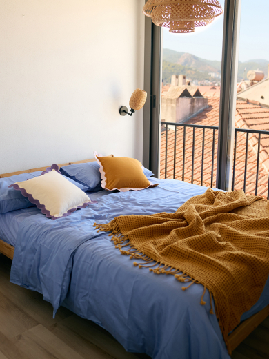 Комплект постельного белья из премиального сатина сиреневого цвета из коллекции Essential, 150х200 см