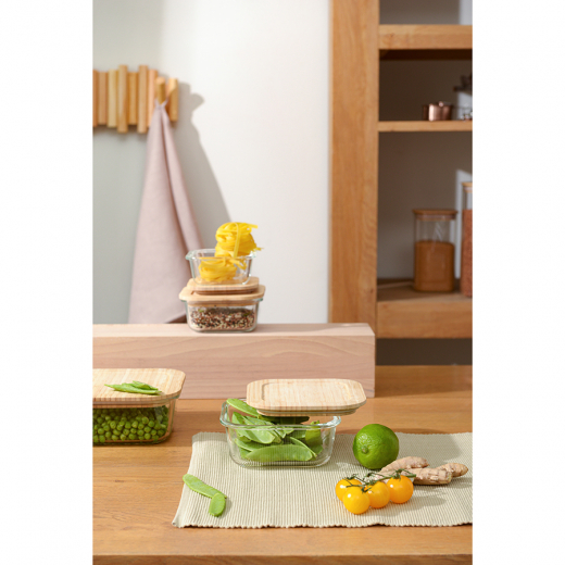 Контейнер для запекания и хранения Eco Store с крышкой из бамбука, 800 мл