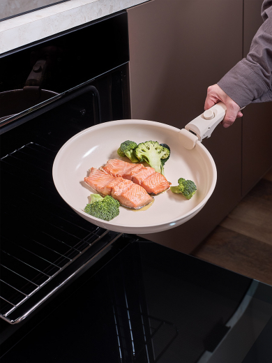 Набор посуды для приготовления со съемной ручкой Smart Ceramic, 7 предметов, цвета топленого молока