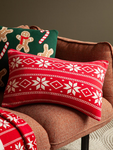 Подушка вязаная с новогодним рисунком Frostwork из коллекции New Year Essential, 40x60 см