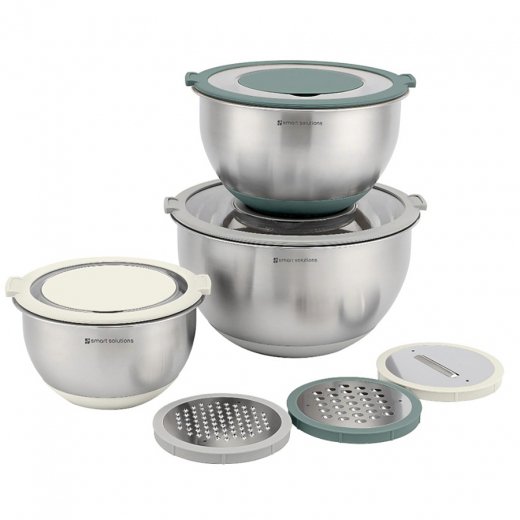 Набор стальных мисок Balance с крышками и терками, 1,5 л/3 л/ 5 л