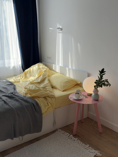 Комплект постельного белья из стираного перкаля светло-желтого цвета из коллекции Essential, 150х200 см