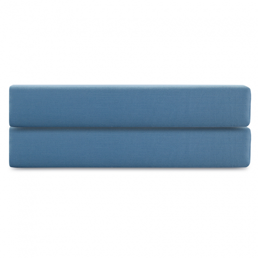 Простыня на резинке из премиального сатина джинсово-синего цвета из коллекции Essential,  160х200х30