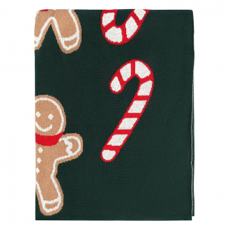Плед из хлопка с новогодним рисунком Gingerman из коллекции New Year Essential, 130x180 см