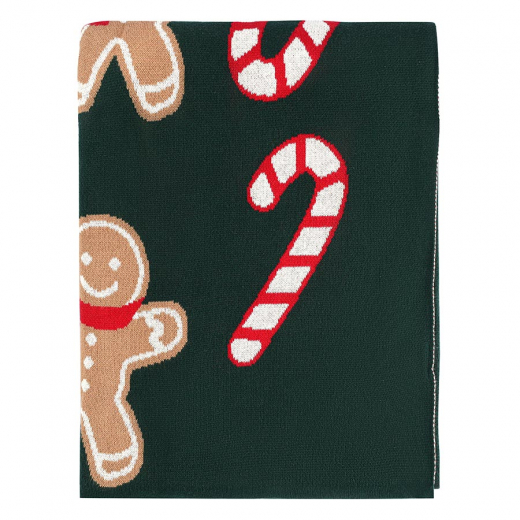 Плед из хлопка с новогодним рисунком Gingerman из коллекции New Year Essential, 130x180 см