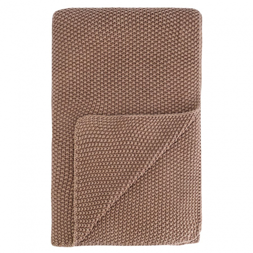 Плед из стираного хлопка цвета мокко из коллекции Essential, 130x180 см