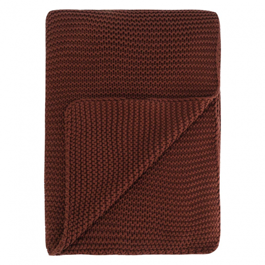 Плед из хлопка жемчужной вязки коричневого цвета из коллекции Essential, 130х180 см