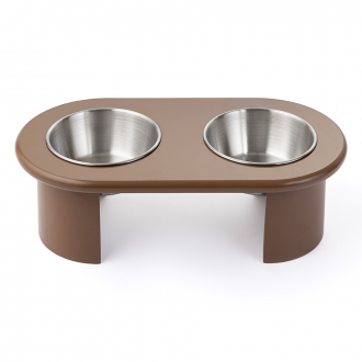Миска двойная на подставке Плато цвета мокко из коллекции Pets Essential