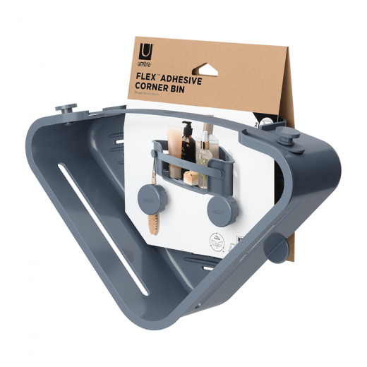 Органайзер для душа Flex Adhesive угловой, голубой