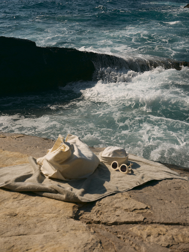 Полотенце банное бежево-серого цвета из коллекции Essential, 70х140 см