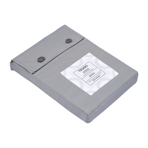 Простыня на резинке из премиального сатина светло-серого цвета из коллекции Essential, 160х200х30 с