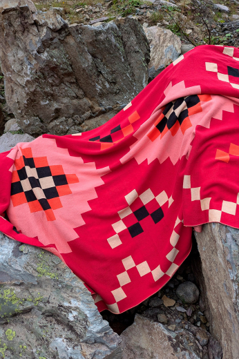 Плед из хлопка по мотивам башкирских орнаментов из коллекции Cultural Heritage, 130х180 см