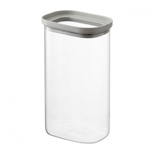 Банка для хранения прямоугольная Vacuum Glass, 1,25 л, светло-серая