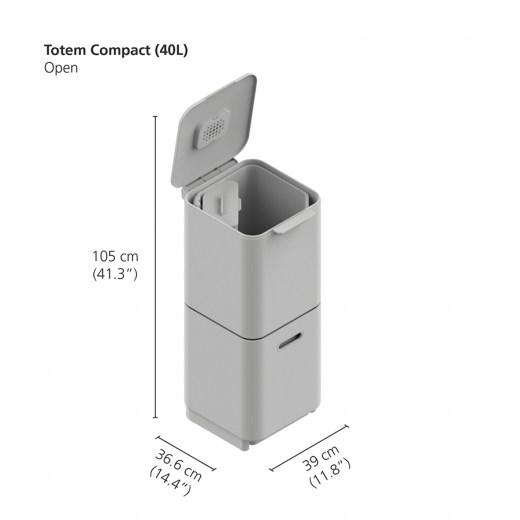 Контейнер для мусора с двумя баками Totem Compact, 40 л, нержавеющая сталь