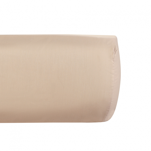 Простыня на резинке из премиального сатина бежевого цвета из коллекции Essential, 180х200х30 см