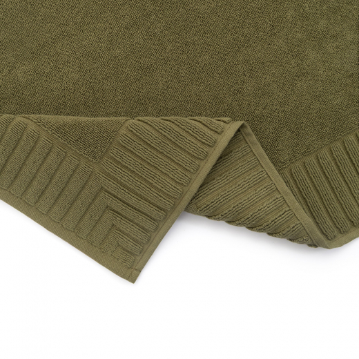 Коврик для ванной с фактурным бортиком оливкового цвета из коллекции Essential, 50х80 см