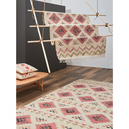 Ковер из джута и шерсти по мотивам башкирских орнаментов из коллекции Cultural Heritage, 120х180 см