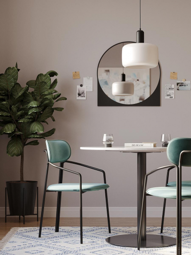 Стул Ror, Round, велюр, черный/зеленый