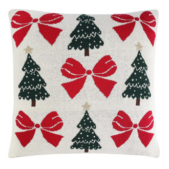 Подушка вязаная с новогодним рисунком Christmas Bows из коллекции New Year Essential, 45x45 см
