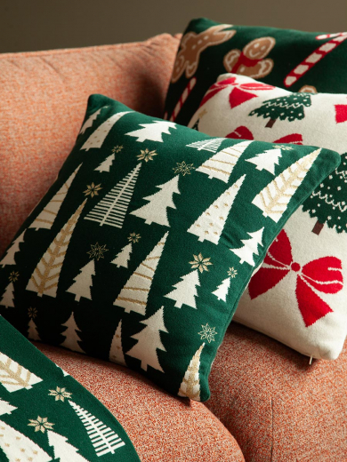 Подушка вязаная с новогодним рисунком Whitewood из коллекции New Year Essential, 45x45 см