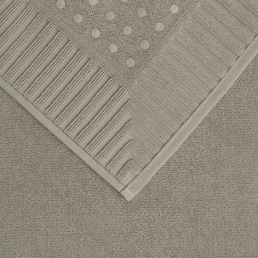 Коврик для ванной с фактурным бортиком бежево-серого цвета из коллекции Essential, 50х80 см