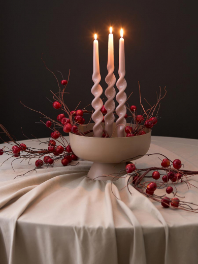 Набор из двух свечей цвета пыльной розы из коллекции Essential, 35 см