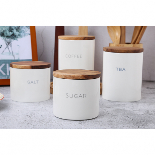 Банка керамическая для хранения соли, 400 мл, белая