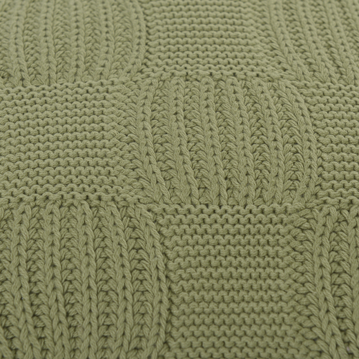 Подушка из хлопка рельефной вязки травянисто-зеленого цвета из коллекции Essential, 45х45 см