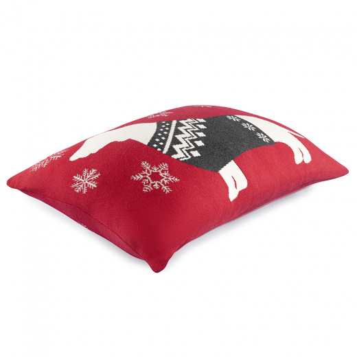 Подушка вязаная с новогодним рисунком Fancy doggy из коллекции New Year Essential, 40х60 см