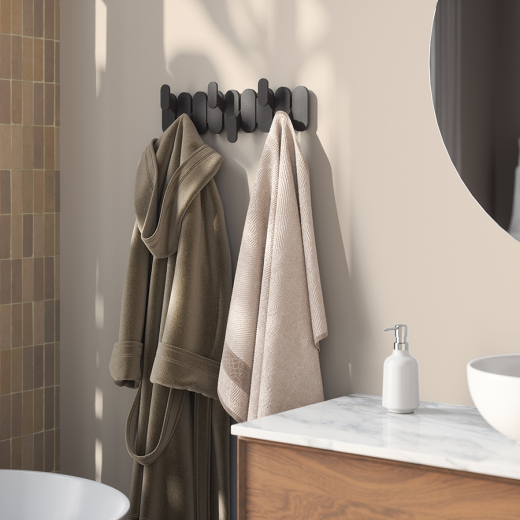 Вешалка настенная Tempo, 6 крючков, черная