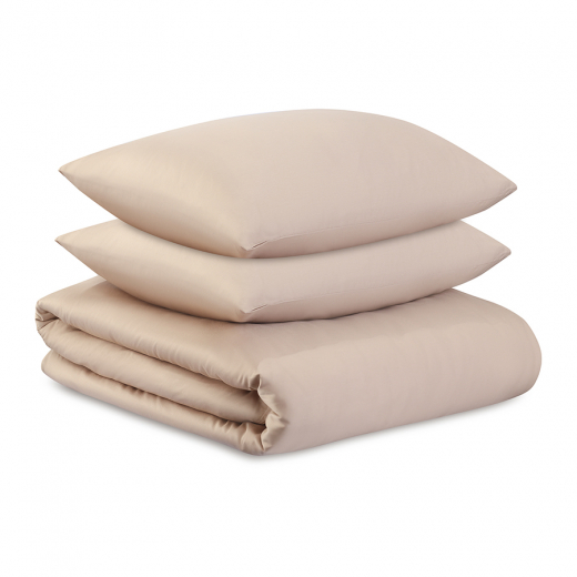 Комплект постельного белья из премиального сатина бежевого цвета из коллекции Essential, 200х220 см