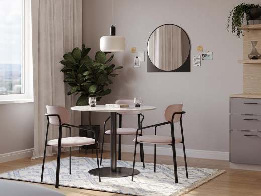 Стул Ror, Round, велюр, черный/розовый