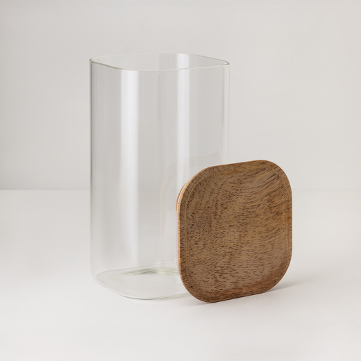 Банка для хранения квадратная Glass Acacia, 1,4 л