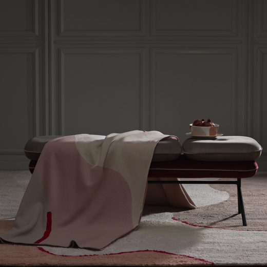 Плед из хлопка с авторским принтом бежевого цвета из коллекции Freak Fruit, 130х180 см