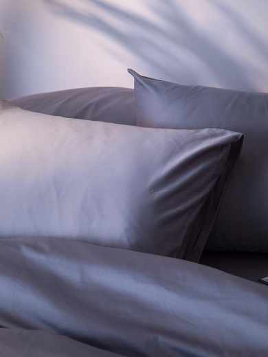 Комплект постельного белья из премиального сатина светло-серого цвета из коллекции Essential, 150х20