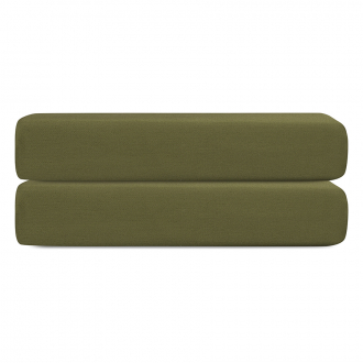 Простыня на резинке из сатина из коллекции Meditation, olive, 180х200х30 см