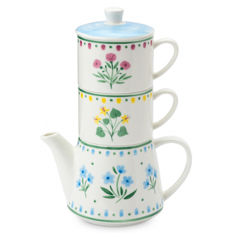 Набор из чайника и двух чашек "Летний час"