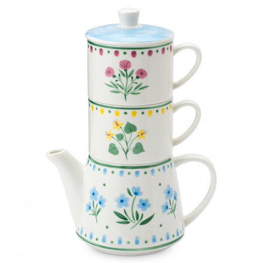 Набор из чайника и двух чашек "Летний час"