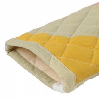 Прихватка-варежка из хлопка горчичного цвета с авторским принтом из коллекции Freak Fruit, 33х17,5 см