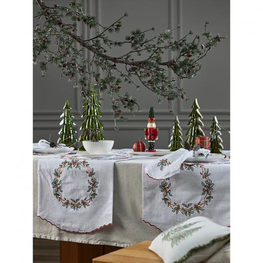 Дорожка на стол Festive wreath из коллекции New Year Essential, 45х150 см