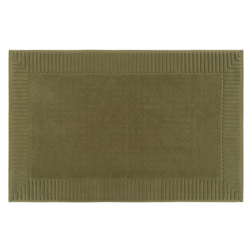 Коврик для ванной с фактурным бортиком оливкового цвета из коллекции Essential, 50х80 см