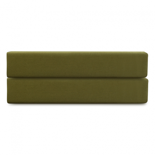 Простыня на резинке из премиального сатина оливкового цвета из коллекции Essential, 200х200х30 см