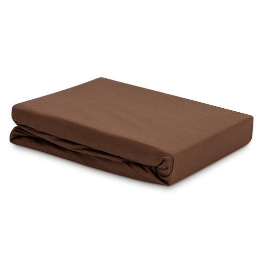 Простыня из перкаля шоколадного цвета из коллекции Stripes, 240х270см