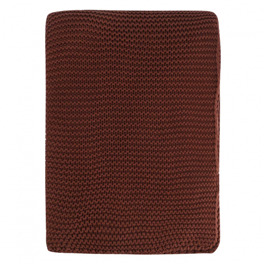 Плед из хлопка жемчужной вязки коричневого цвета из коллекции Essential, 130х180 см