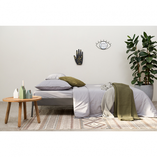 Плед из хлопка жемчужной вязки оливкового цвета из коллекции Essential, 130х180 см